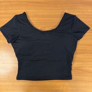 Chrisportate Black Crop Top T-shirt Padded Criss Cross Back XL